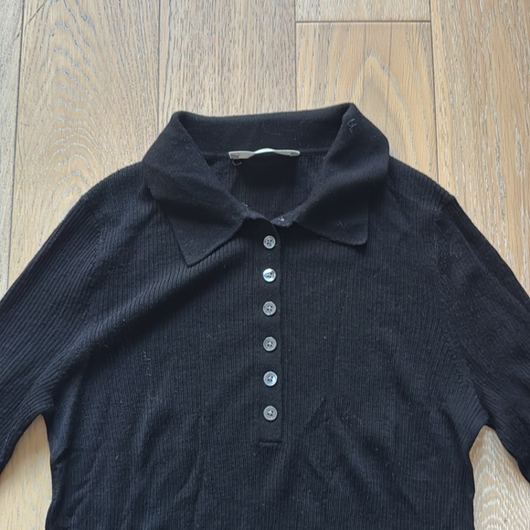 Everlane Black Long Sleeve Polo Shirt - Picture 3 of 5